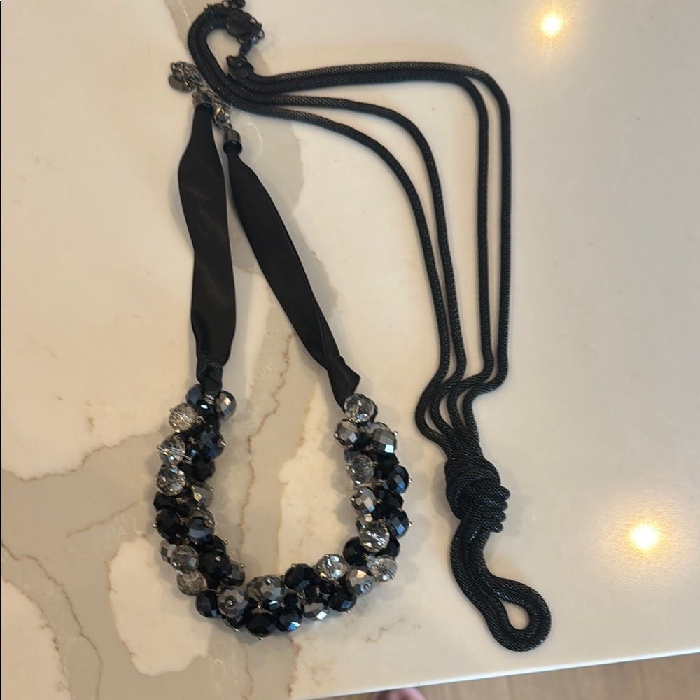 Elegant Black and Silver Beaded Necklace